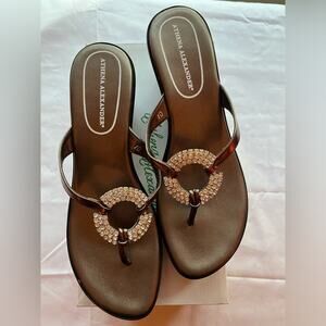 Athena Alexander Sabrina Pewter Rhinestone Sandals Size 10 Medium